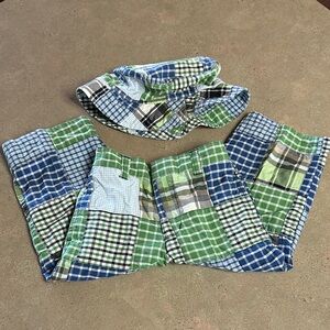 GAP Baby Plaid Cotton Pants and Matching Brimmed Sun Hat